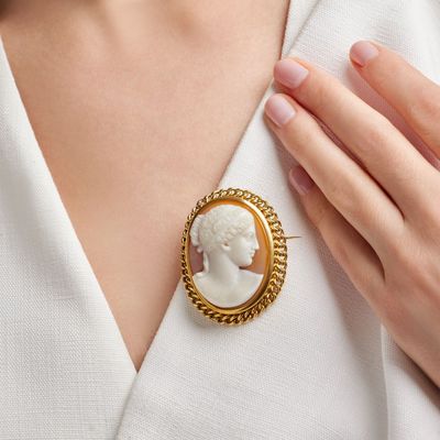 Annees 1860 Grande Broche CamÉE Coquillage