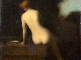an image of a painting of a nude woman sitting on a ledge