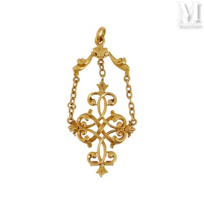 Pendentif Pendentif en or jaune 18k ( 750°/°°) à décor de ri… - Photo 1