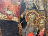 an old painting of a group of people standing next to each other