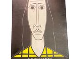 a book with a drawing of a woman ' s face on it