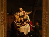 painting of a family having dinner in a tavern by person
