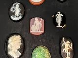 a lot of different types of cameos on the table