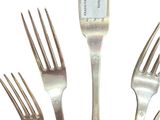 several forks are arranged in a circle with a price tag on them
