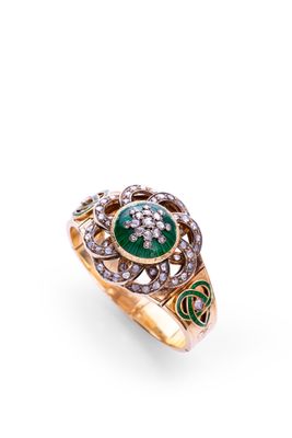 an emerald and diamond ring, by van cleef