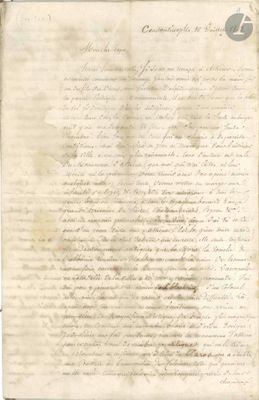 GRÈCE. Lettre manuscrite, Constantinople 10 juillet 1833 ; 8…