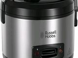 Cuiseur à riz en acier inoxydable Russell Hobbs, couvercle ouvert