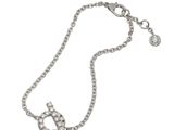 a close up of a chain with a diamond initial on it