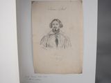 an old drawing of a man with a beard in a white frame