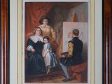 une image représentant un tableau montrant une famille devant un chevalet