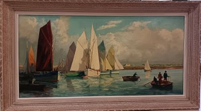 Ecole Française (XXè) "les pêcheurs" huile sur toile.