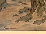 a painting of a tree in the middle of a field