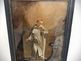 an image of a painting of a man with a dog in a room