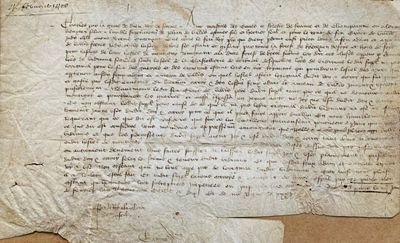 [CHARLES VI]. Pièce manuscrite sur parchemin. 18 x 30 cm. Pa…