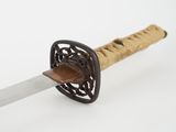 a knife with a handle that is made of wood