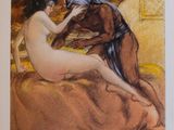 an image of a painting of two women sitting on a bed