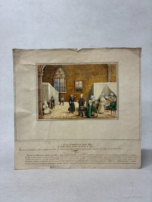 a picture of an old picture of people in a room