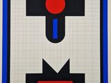 l'image d'une peinture noire et rouge sur un mur blanc
