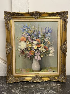 une image d'une peinture de fleurs dans un vase