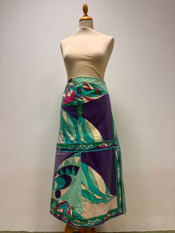 Emilio PUCCI - Jupe longue en coton multicolore. Taille 42 à vue....