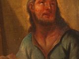 an image of a painting of a man holding a baby in his lap