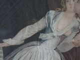 a painting of a woman kissing a man in a white dress
