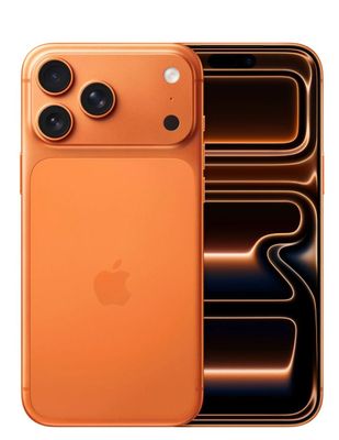 an orange iphone 11 pro is shown next to a stack of plastic containers
