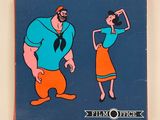 aimant à l'effigie d'un homme et d'une femme en costume-cravate