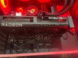 a close up of a computer case with red lights