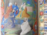 an open book with a picture of a woman and a man on it