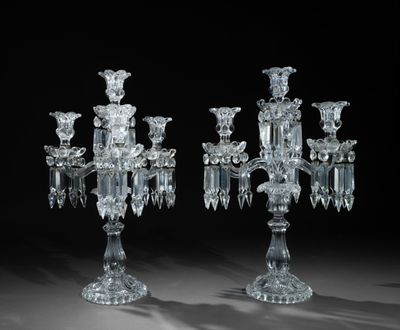 paire de chandeliers en cristal à quatre branches
