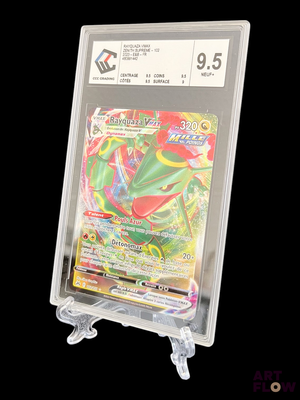 a display of pokemon cards in a clear plastic holder