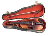 a violin in a case with a bow in it