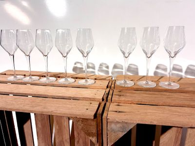 Lot de 8 flutes à Champagne en forme de tulipe gravées sur l…