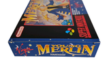 a box with a picture of a young merlin on it