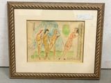 an image of a painting of three nudes in a gold frame