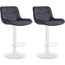 paire de tabourets de bar en similicuir noir avec un piètement blanc