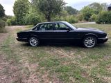 an image of a black car parked in the grass