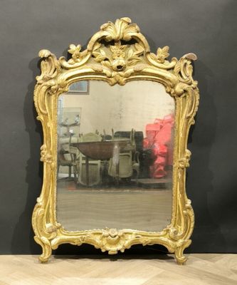 an image of a gold framed mirror sitting on top of a wooden floor
