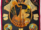 une image représentant une écharpe ornée d'instruments de musique