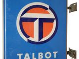 un panneau bleu sur lequel figure un logo blanc et orange