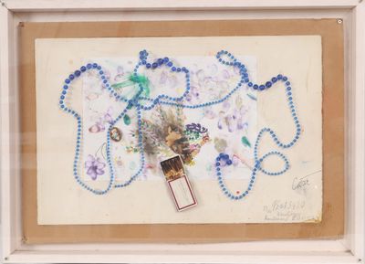framed picture of a picture of a picture with beads and a picture of a woman