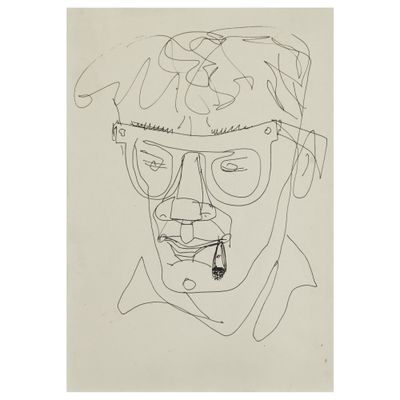une image représentant le dessin d'un homme portant des lunettes et un chapeau