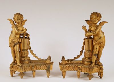 pair of antique bronze figurines of cherensils and cherensils
