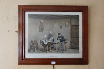 un tableau accroché au mur d'une pièce sur lequel figure une image