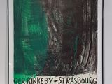painting on the wall of a room with a black and green painting