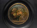 a picture of a painting of flowers in a vase on a table