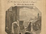 un vieux livre sur lequel figure l'image d'un homme et d'une femme dans un cimetière