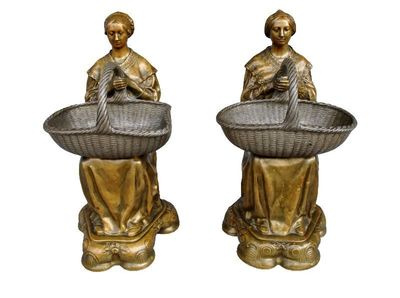 Jean BAFFIER (1851 - 1920) Deux vide-poches en bronze et éta…