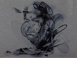drawing of a man with a feather on his head and a feather on his head
